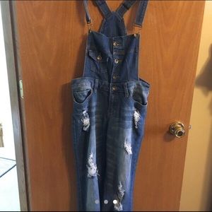 Cute distressed overalls